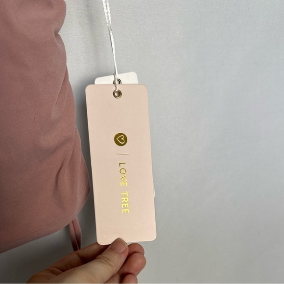 NWT Love Tree Ruched Scrunched Side Tie Mauve Pink Scoop Crop Top - Picture 2 of 3